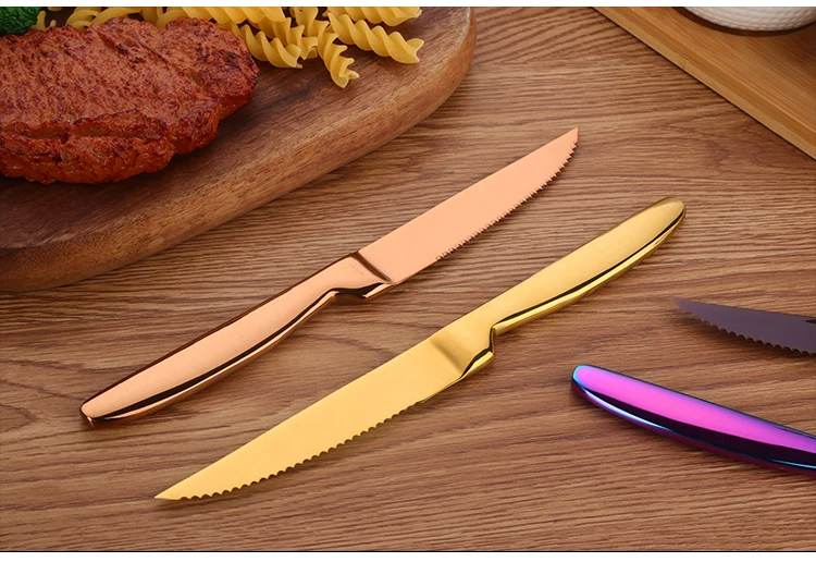 Buyer Star Stainless Steel Knives 304 Rainbow Color Flatware Sharp Steak Knife Set For Dinner 4-Piece 8.6-Inch Dinnerware Set