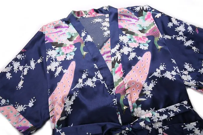 Женское кимоно из вискозы темно синего цвета свадебное платье подружки невесты