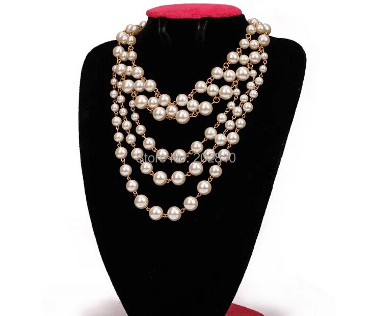 Ожерелье с жемчугом для девочек 5 слоев золотистое колье длиной 50 см Модная