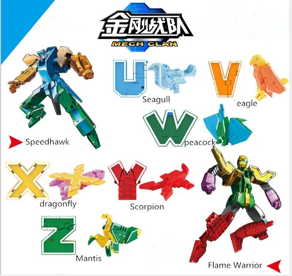 26 Английских Букв трансформирует Алфавит динозавр робот животные креативные