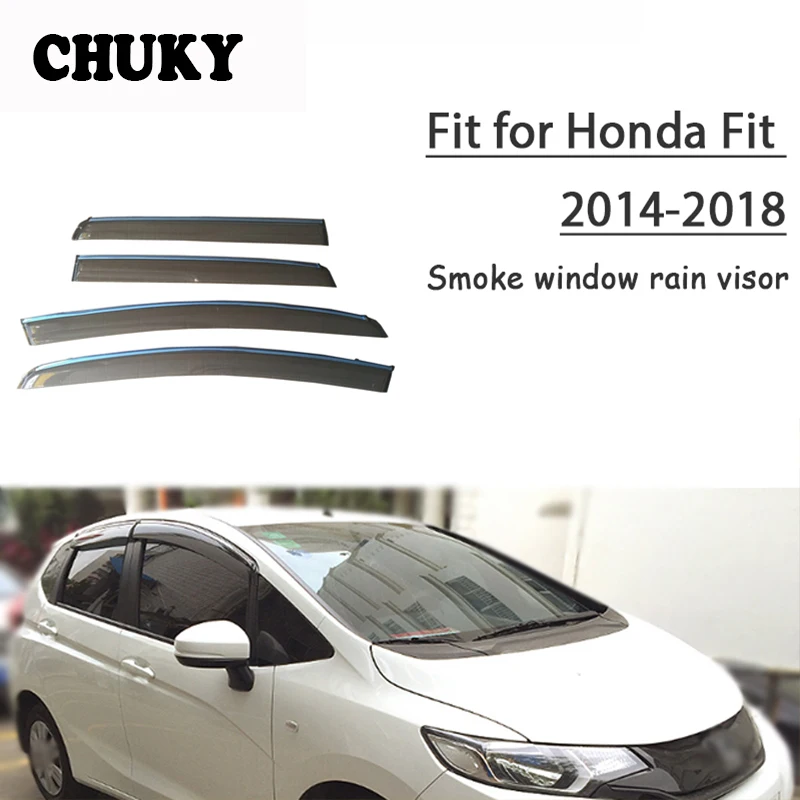

Козырьки для окна автомобиля Chuky из АБС-пластика, навес от дождя для Honda Fit Hatchback 2014, 2015, 2016, 2017, 2018, аксессуары