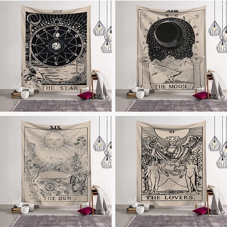 1 Ps Chic Elegant Divination Sun Star Moon Printed Witchcraft Decorative Hippie Mandala Macrame Bohemian Wall Hanging Tapestry | Дом и сад
