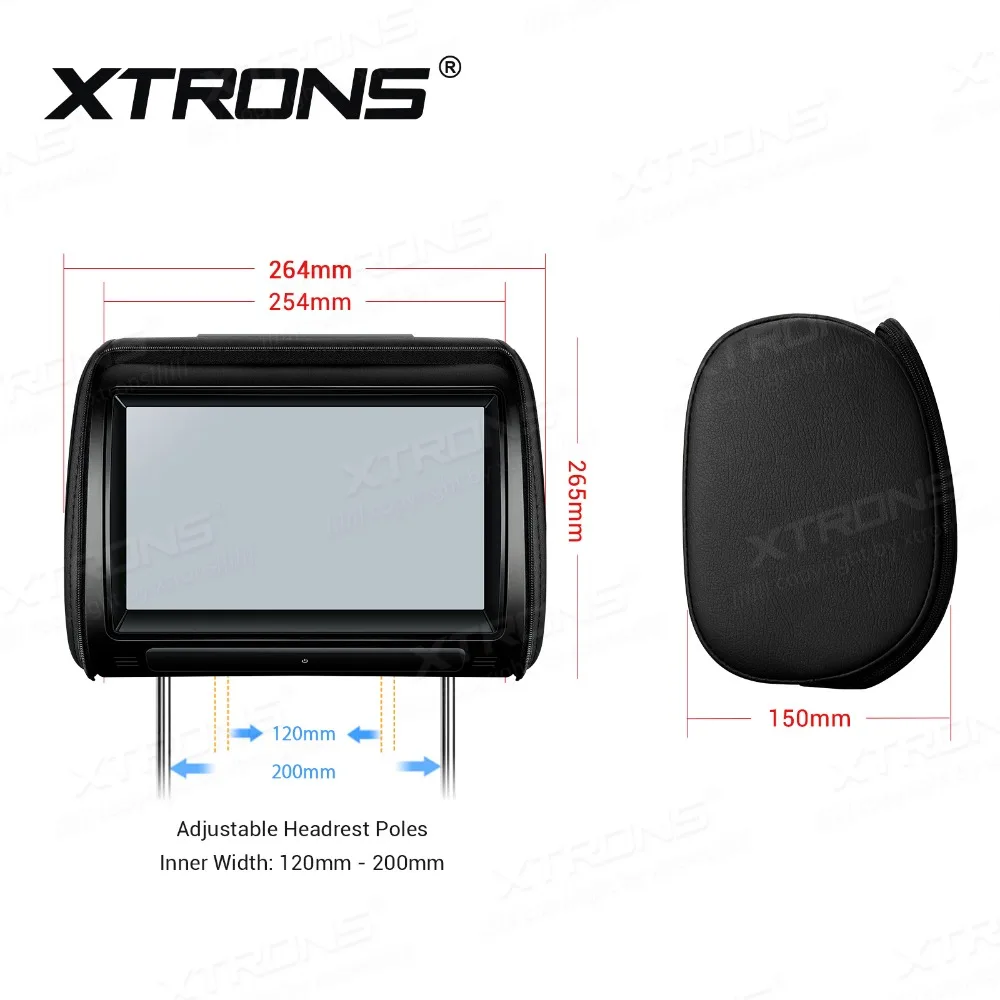 XTRONS 2pcs 9-дюймовый монитор автомобильный подголовник DVD-плеер 1080P видео цифровой