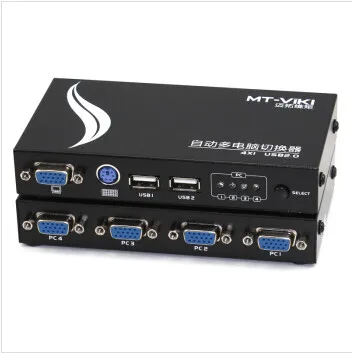 4 порта USB PS/2 автоматический переключатель KVM кнопка или Hotkey switcher PC с кабелями |