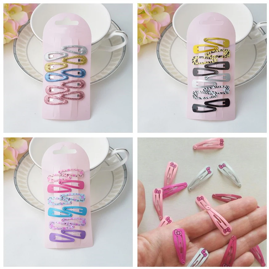 Заколки для волос с маленькой серебристой застежкой 10 шт.|metal snap hair clips|snap clipshair clip |