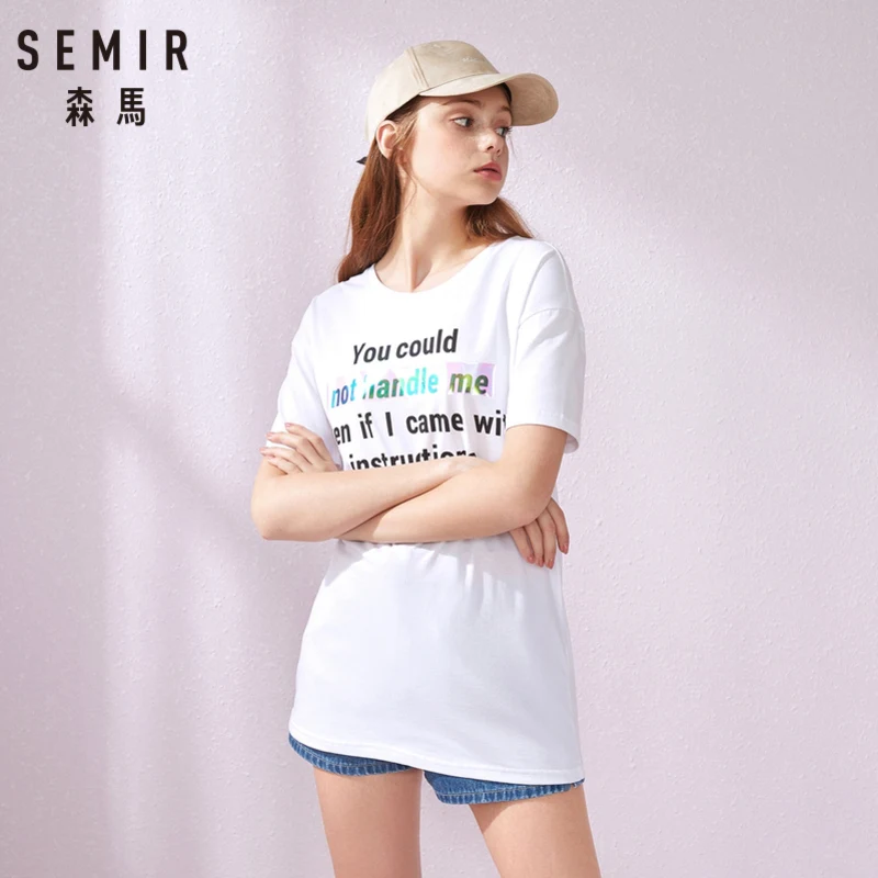 SEMIR футболка с коротким рукавом женская новая свободная тонкая студенческий Хан