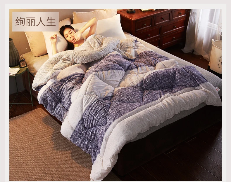 Новые зимние толстые теплые стеганые одеяла с принтом для взрослых king/twin/queen size, постельные принадлежности на весну и осень для дома, отеля, мягкое пуховое одеяло