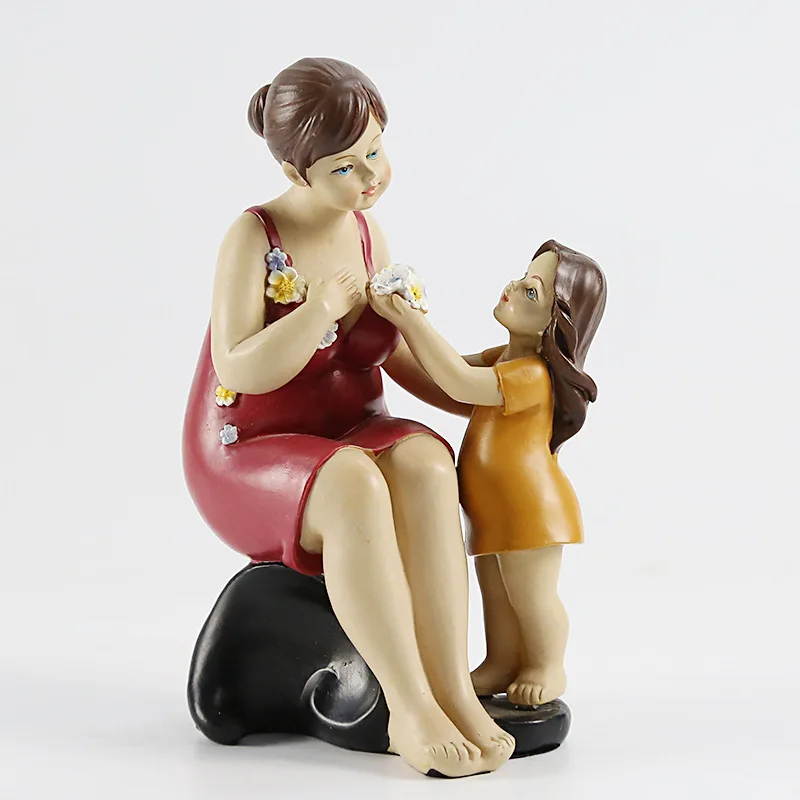 C American Resin Mother and Children Statues Love Ornaments Desktop Crafts Warm Family Home Decor Accessories Mother's Day Gifts - Цвет: C