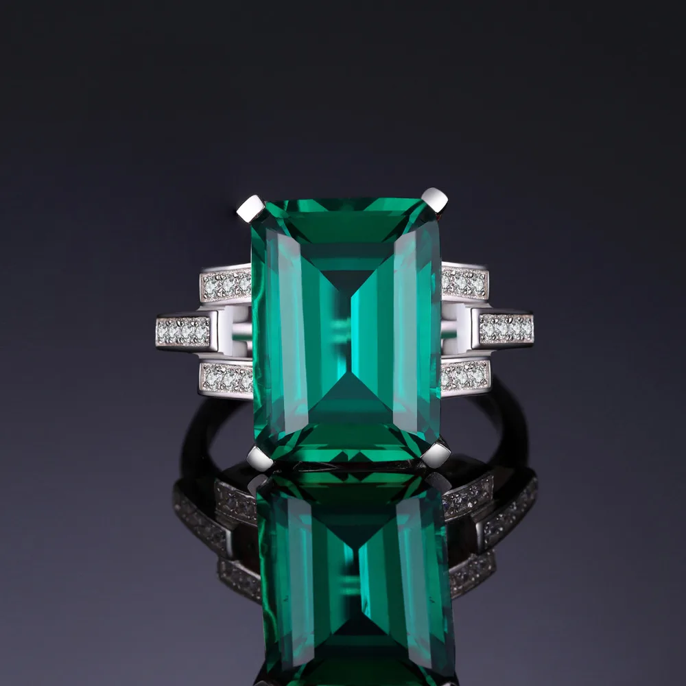 JewelryPalace Роскошные 5.9ct зеленый Nano русские создали изумруд коктейльное кольцо для