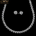 Ожерелье и серьги с крупным круглым фианитом, T061