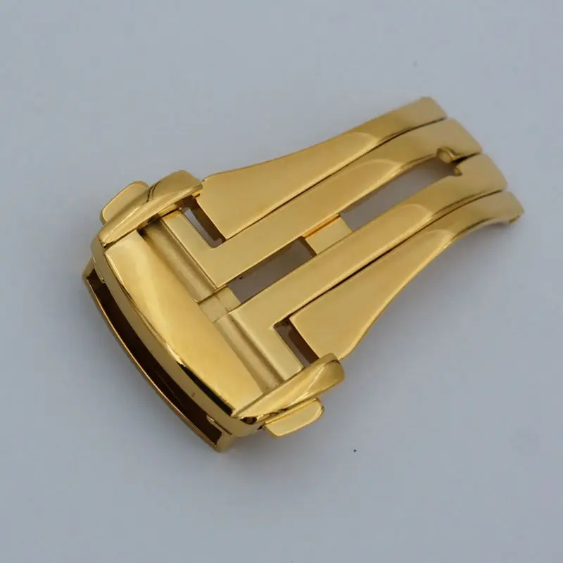 

MAIKES Good Quality Polished Stainless Steel Deployment Watch Band Button Buckle Gold 16 18 20 mm Folding Clasp Case For OM