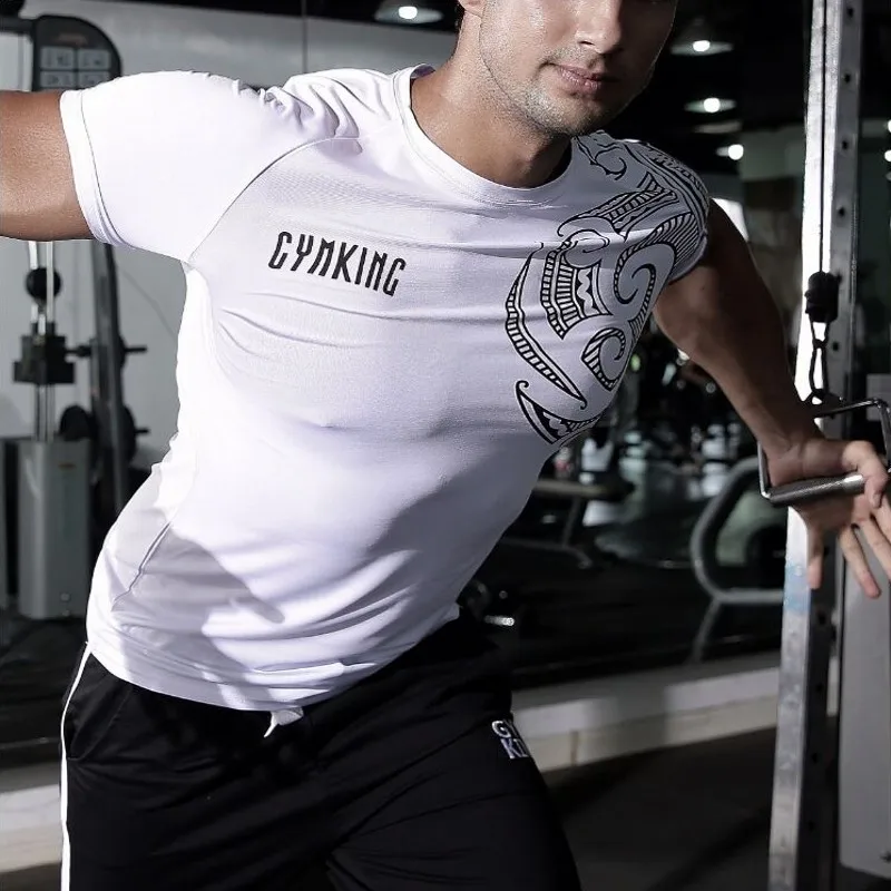 GYMKING, Мужская футболка, хлопок, короткий рукав, футболка с круглым вырезом, высокое качество, хип-хоп футболка, черные летние топы, уличная одежда, большой принт