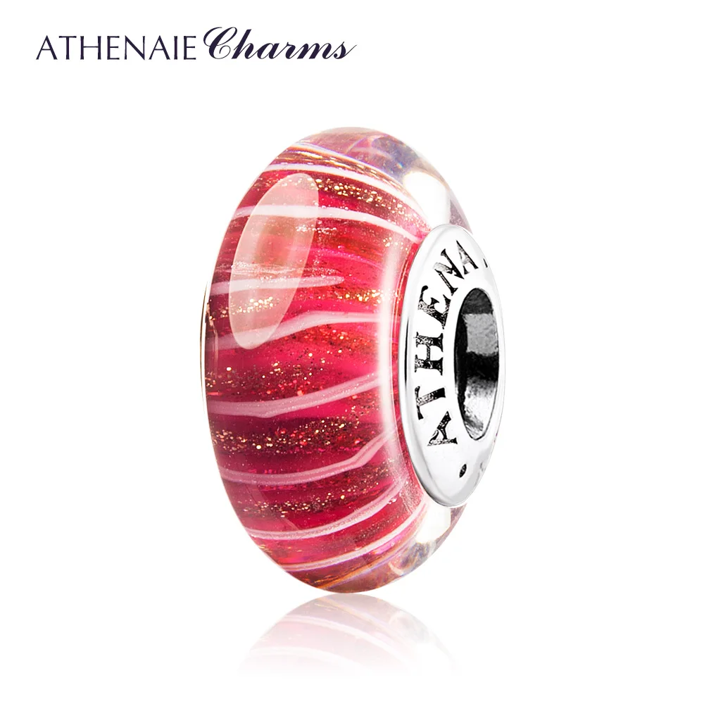 Бусины из муранского стекла ATHENAIE 925 пробы серебряное ядро золотистые блестящие