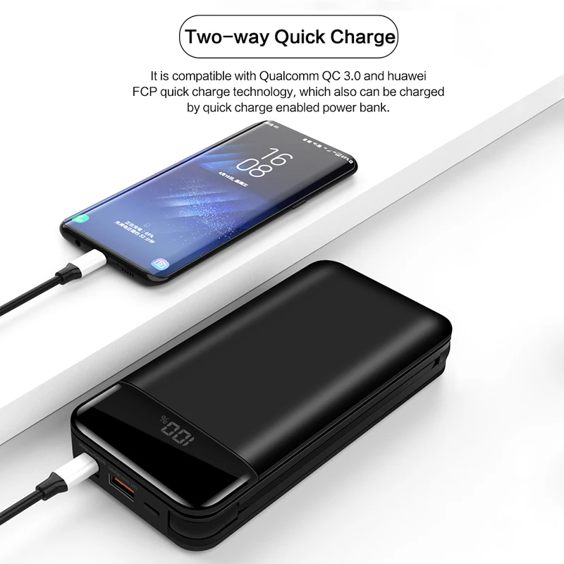 LINGCHEN Qi Беспроводное зарядное устройство power Bank 20000 мАч портативное Внешнее для