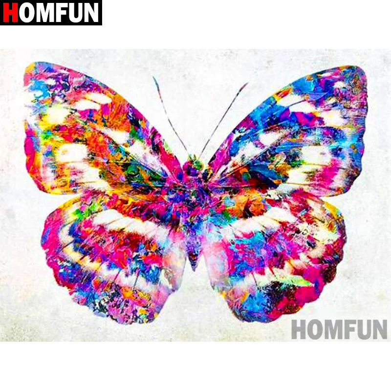 

Алмазная 5d-картина HOMFUN «цветная бабочка», вышивка крестиком с полными квадратными/круглыми стразами, домашний декор, A19623