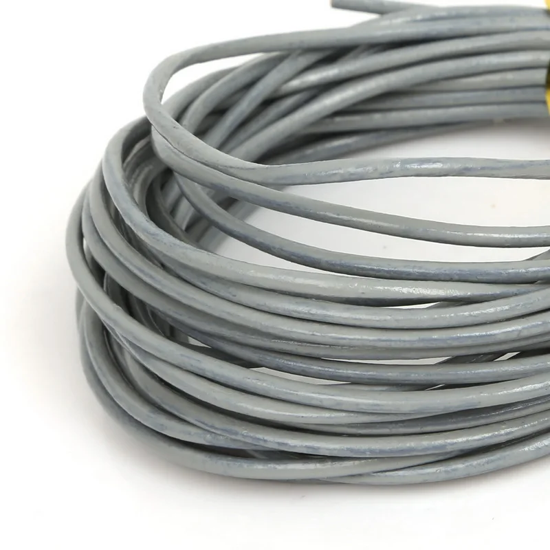 Лидер продаж разноцветный круглый шнур из натуральной кожи 2 мм