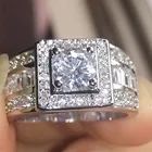 Мужское обручальное кольцо серебряного цвета высшего качества, полностью ААА африканская кристалл, каменные кольца для мужчин, романтическое обручальное кольцо
