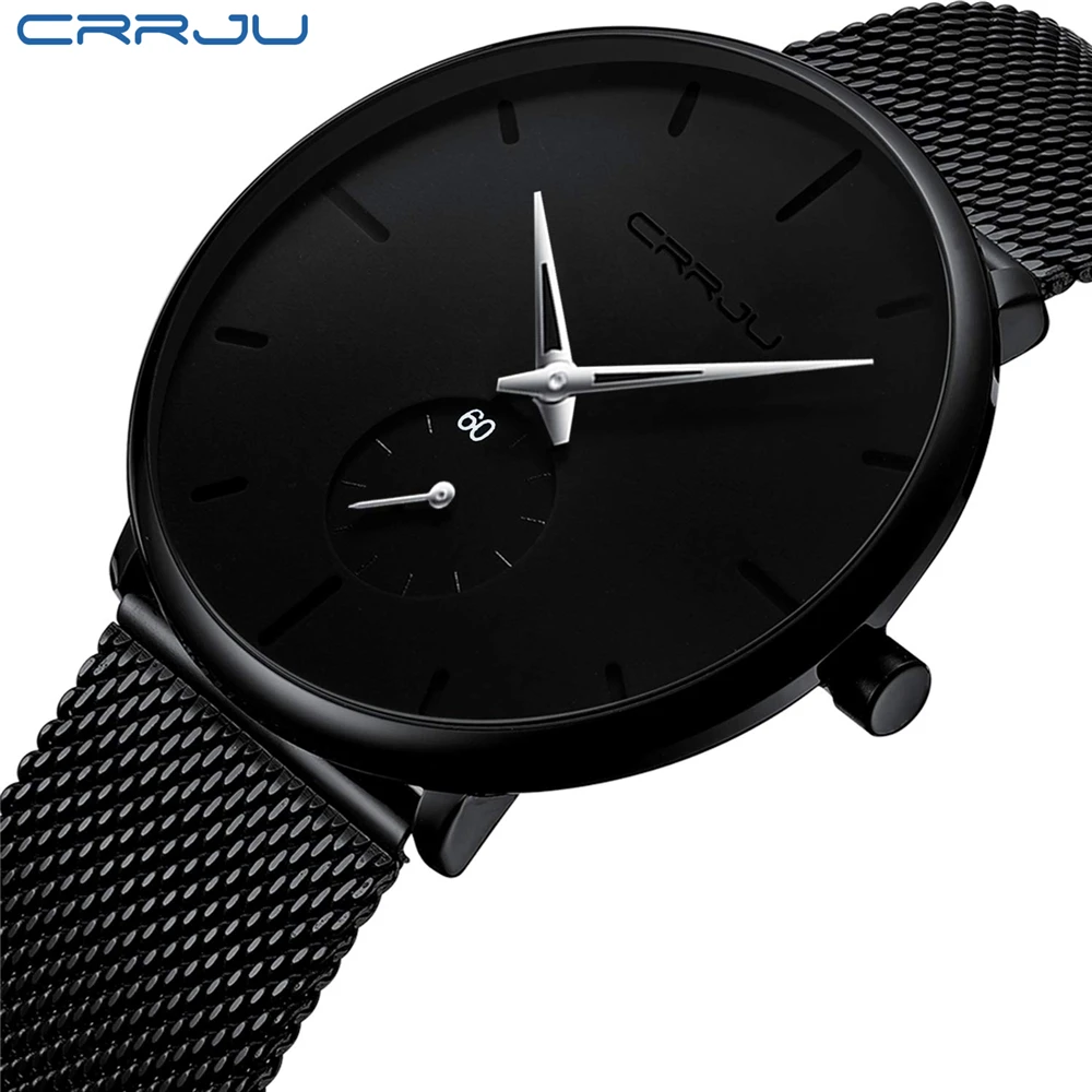 CRRJU Fashion Mens Watches Top Brand Luxury Sport Watch Mesh Steel Waterproof Quartz for Men Clock Relogio Masculino 2019 | Наручные часы