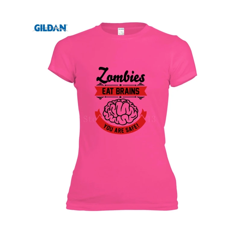 Одежда женская Футболки зомби едят мозги модный топ для женской одежды 2017