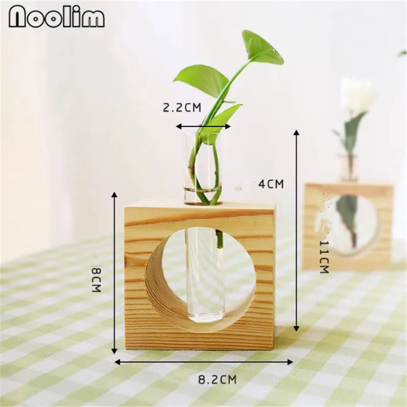 Деревянный маленький настольный гидропонный цветочный горшок стеклянный