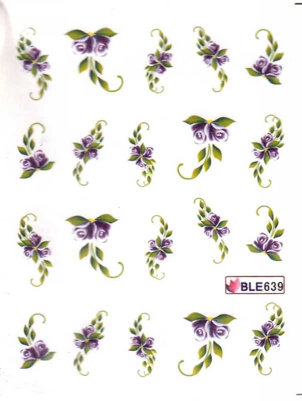11 упак./лот переводка NAIL ART наклейки на ногти Цветок Трава Роза саронская CANNA BLE631-641