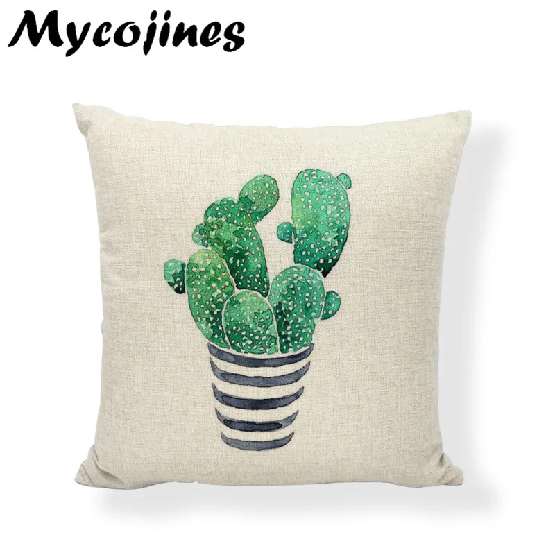 Оптовая тропический лист зеленая Подушка-кактус наволочка 43*43 см кактус