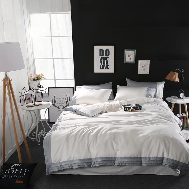 Роскошный свадебный комплект постельного белья из 4 предметов промытого шелка