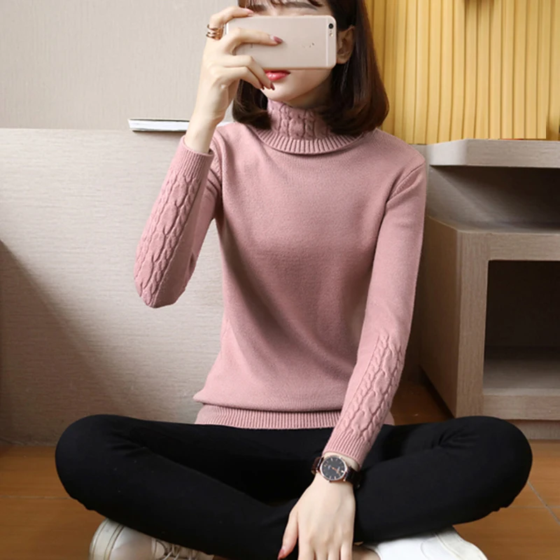 Turtleneck women sweater and pullovers autumn winter 2019 woman long sleeve Warm wool knitted female pullover Pull Femme | Женская
