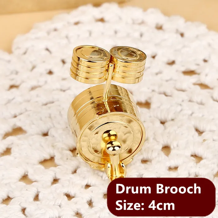 Drum Brooch Саксофон Форма Французский Рог брошь труба брошь с Чехол музыкальный инструмент Рождественская брошь в подарок на день рождения - Цвет: Drum Brooch