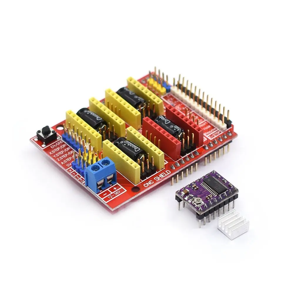4 шт. DRV8825 Драйвер шагового двигателя с радиатором + плата расширения ЧПУ UNO R3 USB