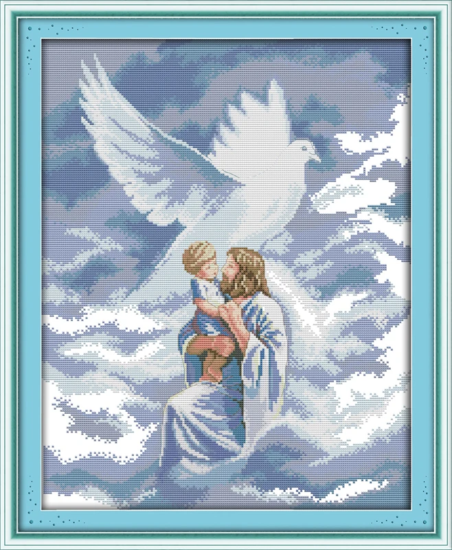 

Jesus and angel cross stitch kit people 18ct 14ct 11ct count print canvas stitches embroidery DIY handmade needlework