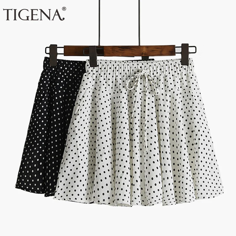 Tigena 2019 летняя модная клетчатая юбка в горошек Женская Корейская Высокая талия