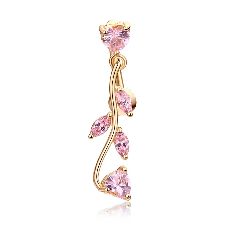 Женское кольцо на пупок с Цветком Листьев золотистого цвета украшения для живота