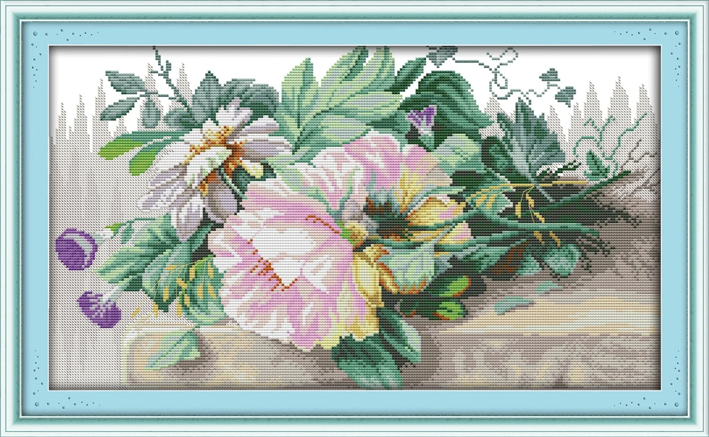 Набор для вышивки крестиком с цветами 4 шт. | Дом и сад