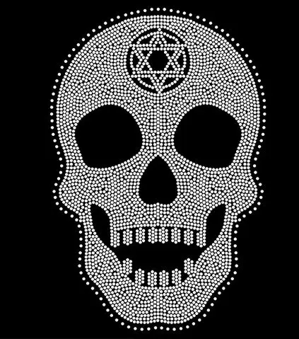 Большой череп звезда узор из страз горячей фиксации горный хрусталь аппликация