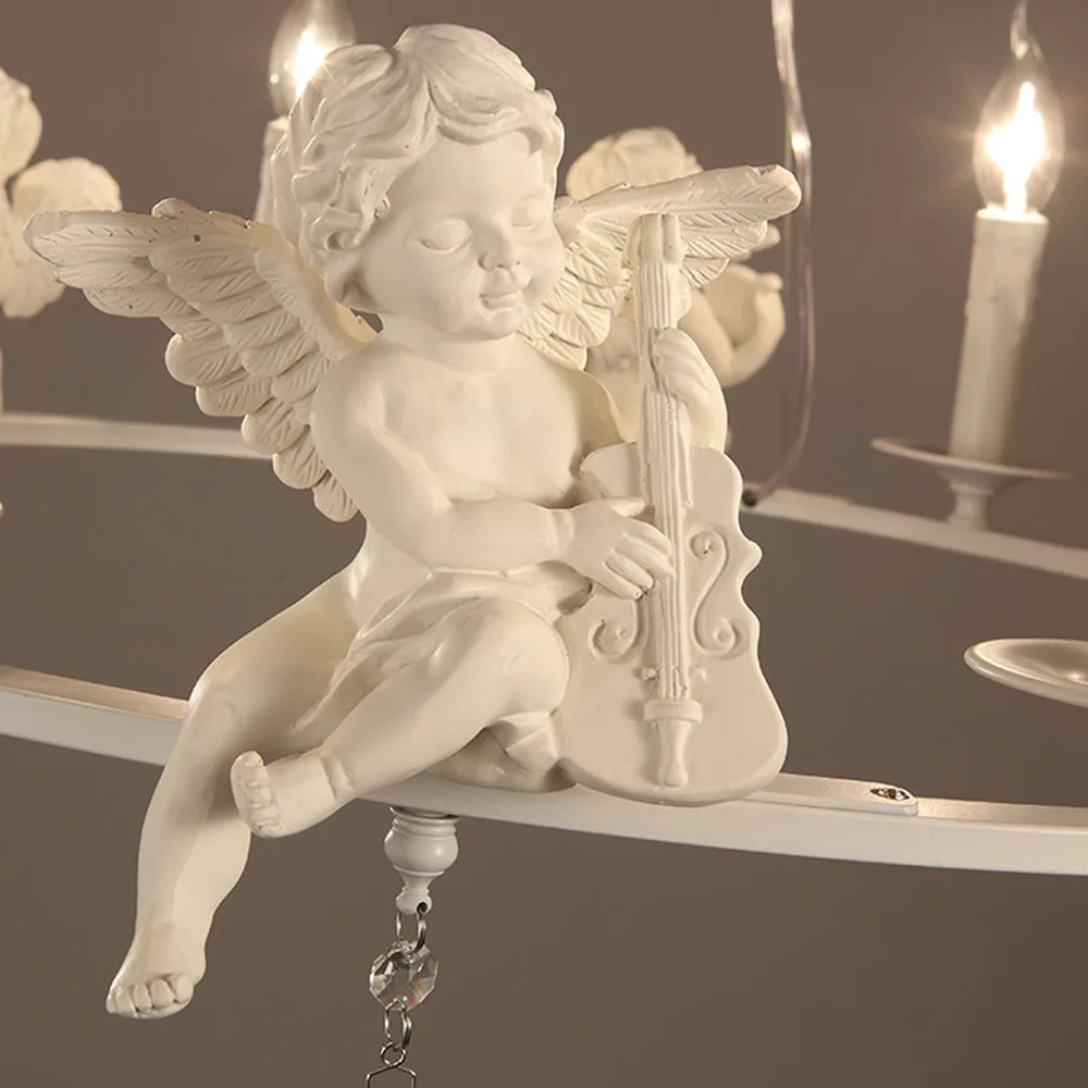 Блеск светодио дный LED люстра с ангелочками освещение белый гладить современный