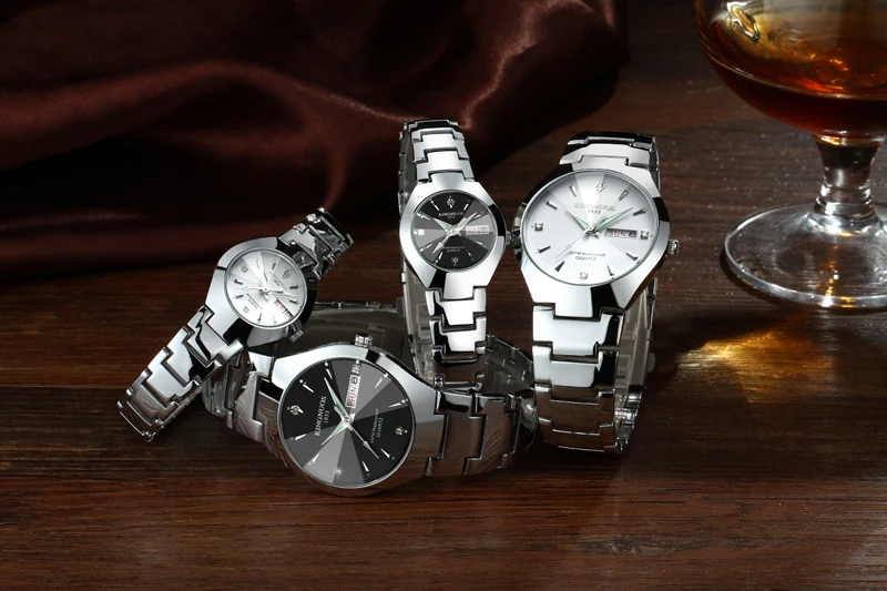 Couple Watches for Lovers Kingnuos Brand Quality Quartz Wrist Watch Men and Women Watches Date Week Luminous Display Pair Hours