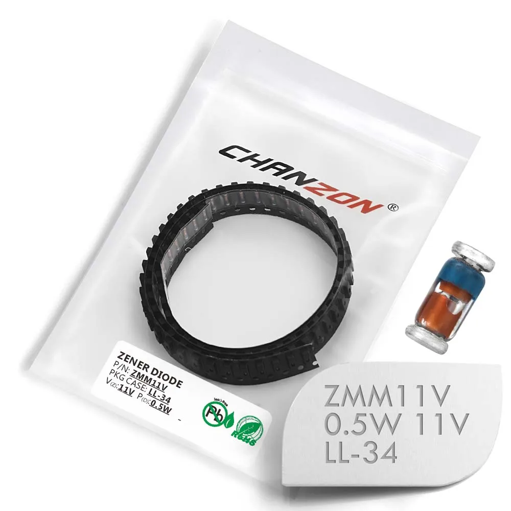 (100 шт.) SMD Диод Зенера 0 5 Вт 11 в ZMM11V ZMM11 LL 34 (SOD 80 MiniMELF / 1206) вольт ZMM в|Диоды| |