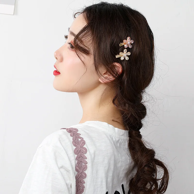 Simple Sweet Hair Pins Crystal Small Flowers Clips For Women Girls Barrette Alloy Hairgrip Bange Accessories |