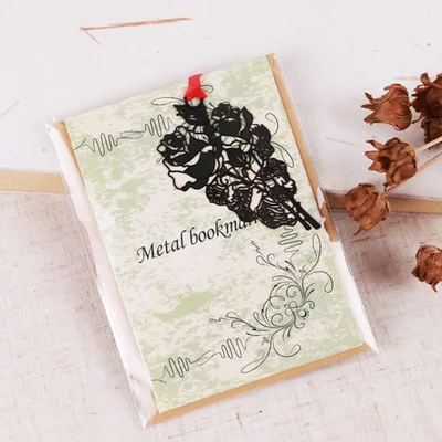 DIY милые каваи черная бабочка перо металлические закладки для книги бумажные креативные предметы милые корейские канцелярские принадлежности Подарочная посылка - Цвет: Roses
