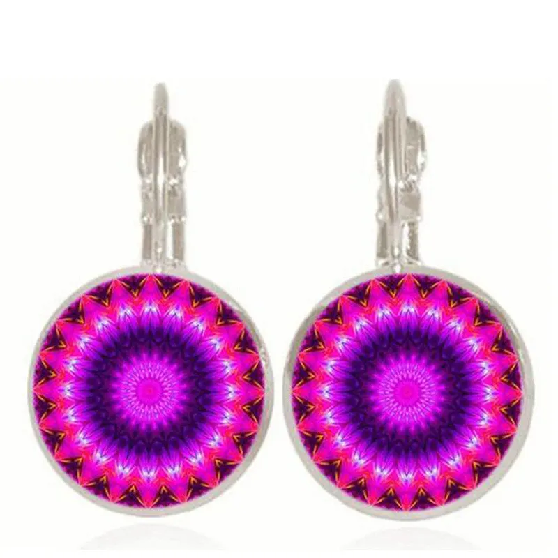 Winterxue ручной работы Фиолетовый Мандала Хна Цветок серьги гвоздики для женщин