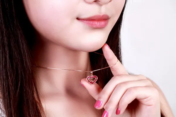 ZOCAI в форме сердца 1 0 CT сертифицированные подлинные рубиновые колье из розового