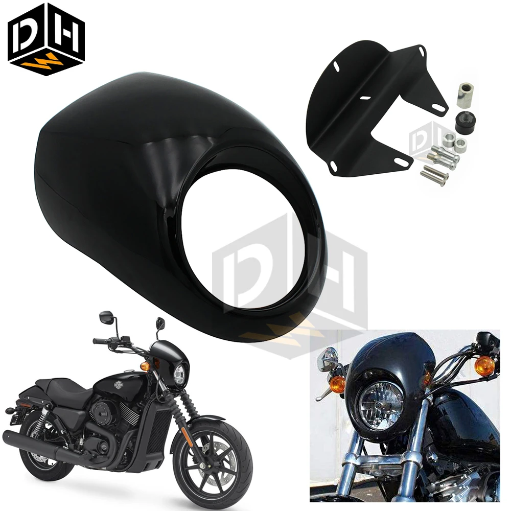 Черная фара обтекатель для Harley Передняя Вилка Крепление Dyna Sportster XL883 1200|Полные