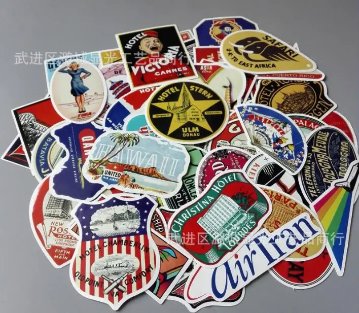 55 шт./компл. винтажный Знаковый отель в мире тайский евро багажная тяга коробка