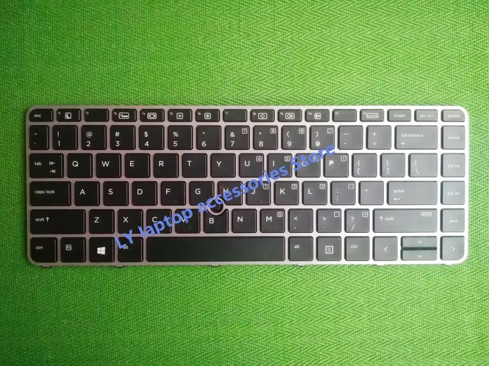 Клавиатура для HP 740 G3 745 840 845 US с рамкой и подсветкой серебристая