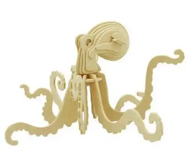 Octopus DIY Дети 3D деревянные пазлы животных модель самолета сборки строительные наборы Развивающие игрушки для детей - Цвет: Octopus