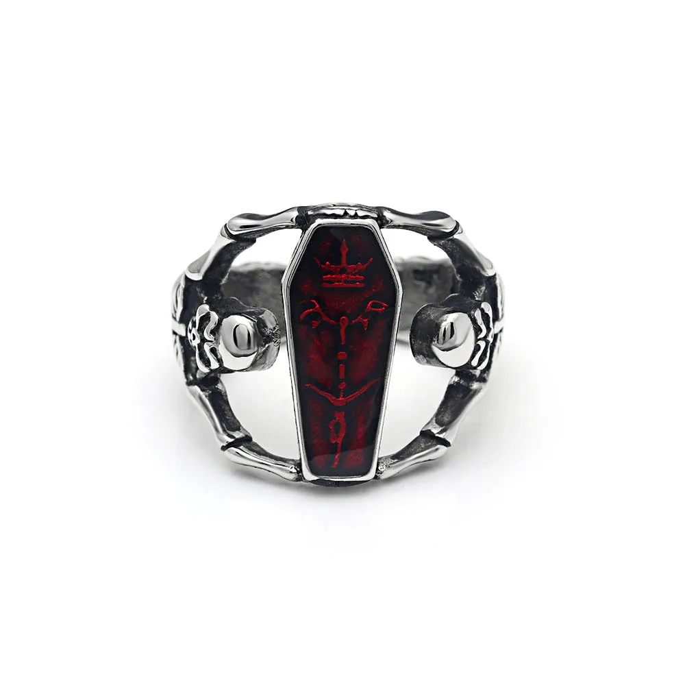 Кольцо Ghost Evil Skull красное кольцо с кубическим цирконием байкерское в стиле панк