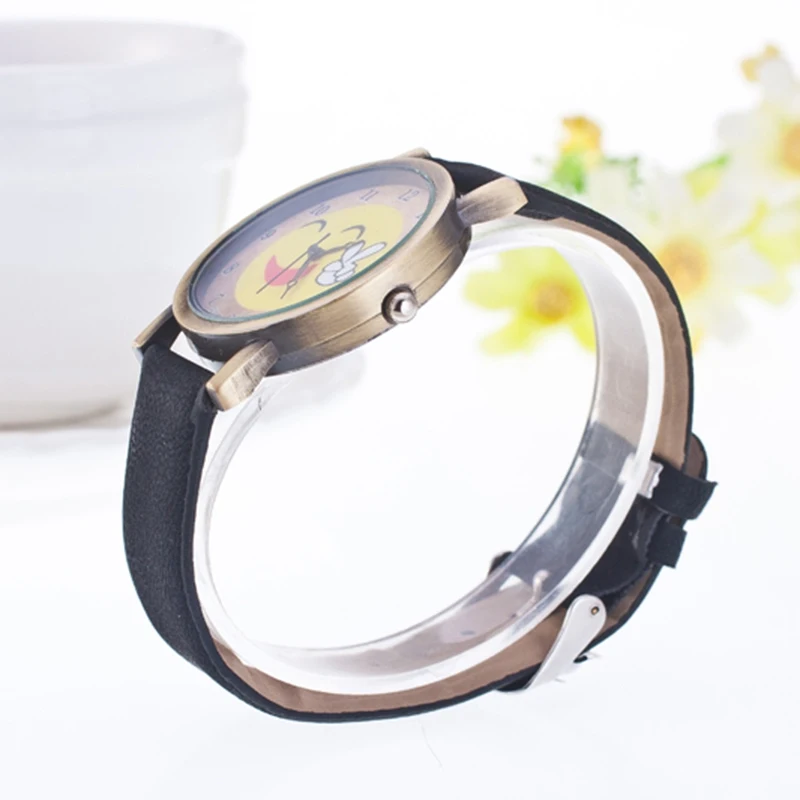 2018 Fashion Brand Quartz Watches Expression Pattern Cartoon Watch Women Casual Vintage Leather Girls Kids Wristwatches Clock | Наручные