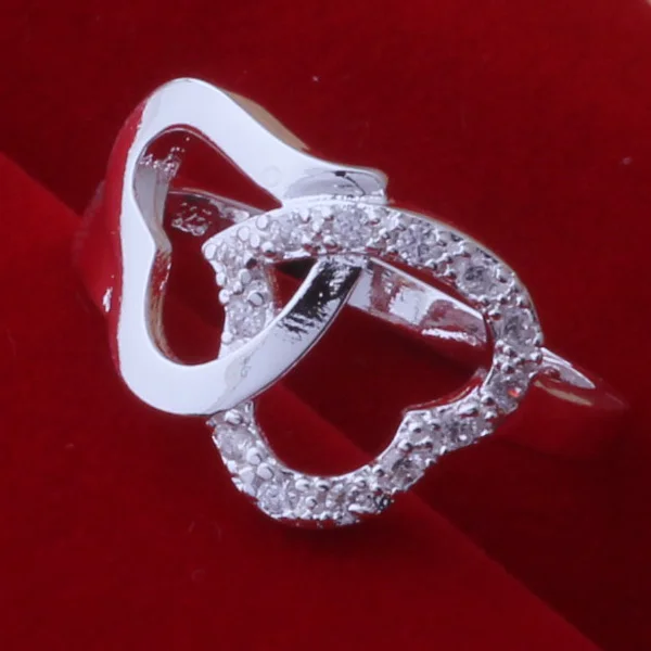 AR413 красивое серебряное кольцо 925 серебряные модные ювелирные изделия двойное