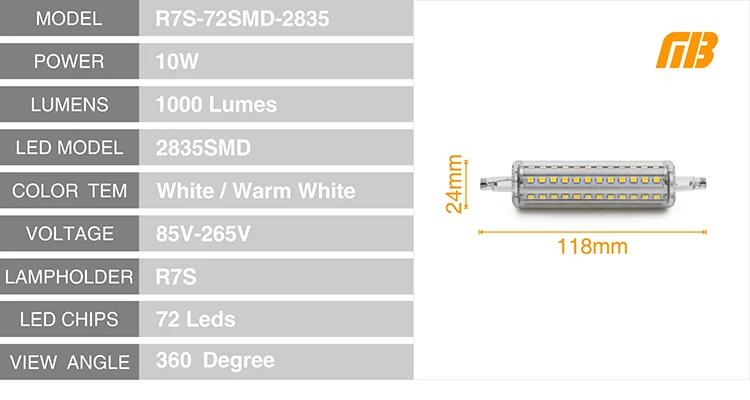 Светодиодный светильник с регулируемой яркостью R7S Corn SMD2835 5 Вт 10 Вт 15 Вт Светодиодный светильник AC 110 В 220 В замена галогенная лампа-прожектор Точечный светильник Холодный теплый белый